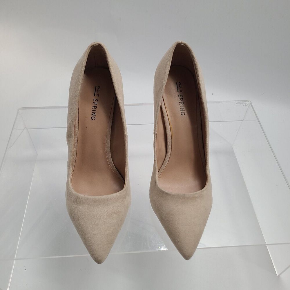 Call It Spring  Slip On‎ Suede Pointed Toe 4" Pump US Size: 9 Beige